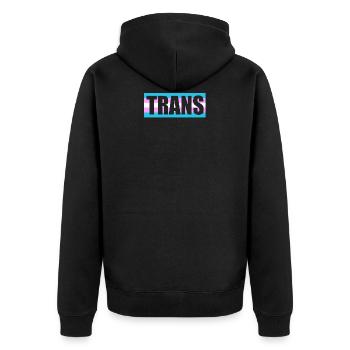 Trans LGBT Gay Pride CSD Toleranz Respekt - Unisex Premium Bio Zip Hoodie - Schwarz - Hinten - Nico (187cm)