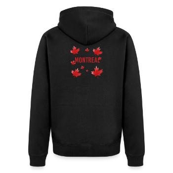 Montreal - Unisex Premium Organic Zip Hoodie - black - Back - Nico (187cm)