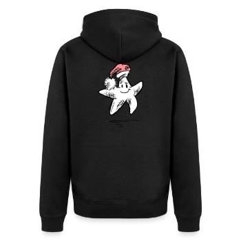 Stern der frohen Weihnachten - Karikaturillustration - Unisex Premium Bio Zip Hoodie - Schwarz - Hinten - Nico (187cm)