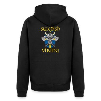 Suède Vikings hache bouclier tête de mort cadeau - Veste à capuche bio Premium Unisexe - noir - Dos - Nico (187cm)