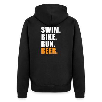 SWIM BIKE RUN BEER TRIATHLON CADEAU TRIATHLON - Veste à capuche bio Premium Unisexe - noir - Dos - Nico (187cm)