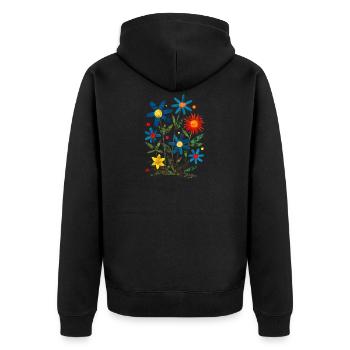 Blüten - Unisex Premium Bio Zip Hoodie - Schwarz - Hinten - Nico (187cm)