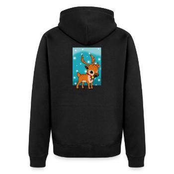 Weihnachtsrentier - Unisex Premium Bio Zip Hoodie - Schwarz - Hinten - Nico (187cm)