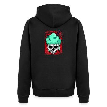Skelett - Unisex Premium Bio Zip Hoodie - Schwarz - Hinten - Nico (187cm)