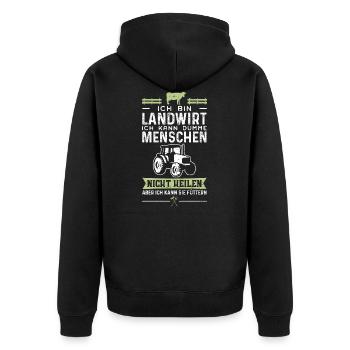 Ich Bin Landwirt Ich Kann Dumme Menschen Nicht - Unisex Premium Bio Zip Hoodie - Schwarz - Hinten - Nico (187cm)
