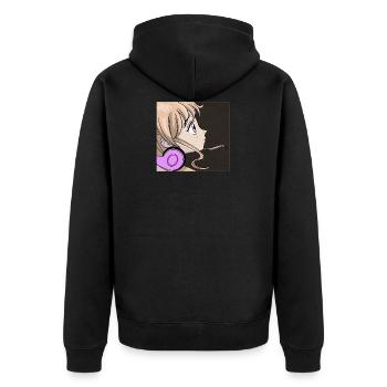 Just a girl who loves Anime - Unisex Premium Bio Zip Hoodie - Schwarz - Hinten - Nico (187cm)