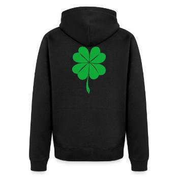 St Patty s Clover - Unisex Premium Bio Zip Hoodie - Schwarz - Hinten - Nico (187cm)