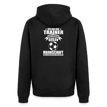 Ich bin der Trainer Sport Fußball - Unisex Premium Bio Zip Hoodie - Schwarz - Hinten - Nico (187cm)
