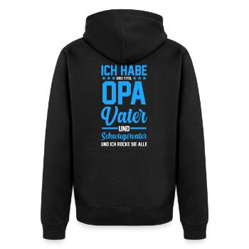 Schwiegervater Opa Vater Papa - Unisex Premium Bio Zip Hoodie - Schwarz - Hinten - Nico (187cm)