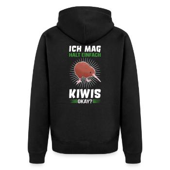 Kiwi Vogel Schnepfenstrauß Kiwis Neuseeland lustig - Unisex Premium Bio Zip Hoodie - Schwarz - Hinten - Nico (187cm)