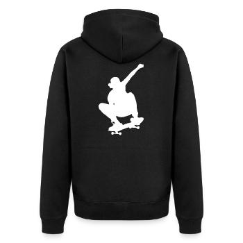 Skater Silhouette Skateboarder Sk8ter Skaten - Unisex Premium Bio Zip Hoodie - Schwarz - Hinten - Nico (187cm)