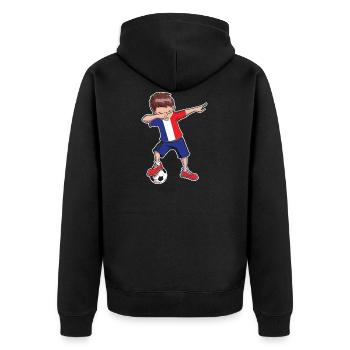 Frankreich Trikot Fußball Fan Dabbing Boy Jungs - Unisex Premium Bio Zip Hoodie - Schwarz - Hinten - Nico (187cm)