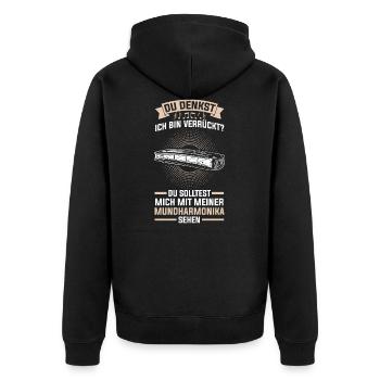 Harmonica Mundharmonika Akkord-mundharmonika - Unisex Premium Bio Zip Hoodie - Schwarz - Hinten - Nico (187cm)