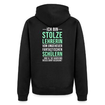 Lehrerin Abschiedsgeschenk Lustige Geschenkidee - Unisex Premium Bio Zip Hoodie - Schwarz - Hinten - Nico (187cm)