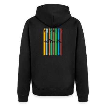 grischun - Unisex Premium Bio Zip Hoodie - Schwarz - Hinten - Nico (187cm)
