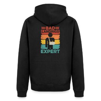 Armbruch Spruch für deinen Freund mit einem - Unisex Premium Bio Zip Hoodie - Schwarz - Hinten - Nico (187cm)