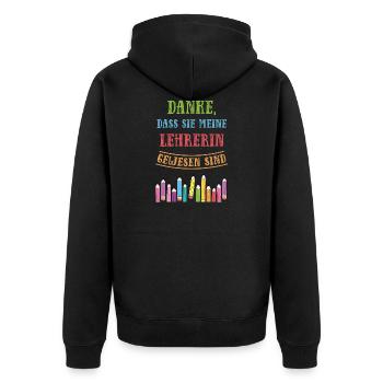 Danke dass sie meine lehrerin gewesensing - Unisex Premium Bio Zip Hoodie - Schwarz - Hinten - Nico (187cm)