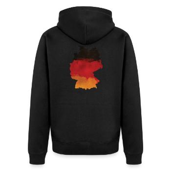 Deutschland - Unisex Premium Bio Zip Hoodie - Schwarz - Hinten - Nico (187cm)