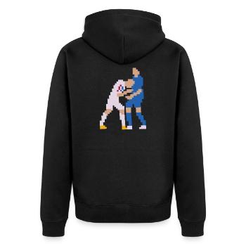 Frankreich Fußballspieler Kopfstoß - Unisex Premium Bio Zip Hoodie - Schwarz - Hinten - Nico (187cm)