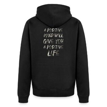 Inspiration Motivation Writing Saying English - Unisex Premium Organic Zip Hoodie - black - Back - Nico (187cm)