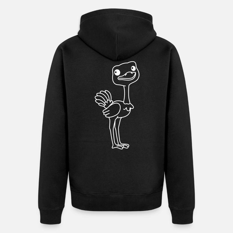Strauß Comic Tier - Unisex Premium Bio Zip Hoodie - Schwarz