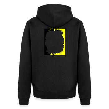 farbiger Krach Rahmen - Unisex Premium Bio Zip Hoodie - Schwarz - Hinten - Nico (187cm)