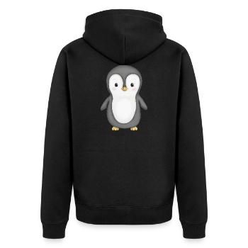 süßer Pinguin - Unisex Premium Bio Zip Hoodie - Schwarz - Hinten - Nico (187cm)