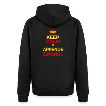 Learn Spanish Spanish Course Saying - Unisex Premium Organic Zip Hoodie - black - Back - Nico (187cm)