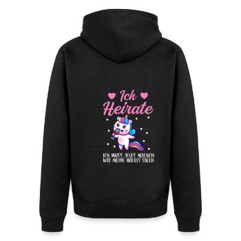 Braut Einhorn Bräute Geschenk - Unisex Premium Bio Zip Hoodie - Schwarz - Hinten - Nico (187cm)