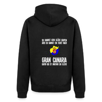 Gran Canaria Urlaub Reisen Geschenk - Unisex Premium Bio Zip Hoodie - Schwarz - Hinten - Nico (187cm)
