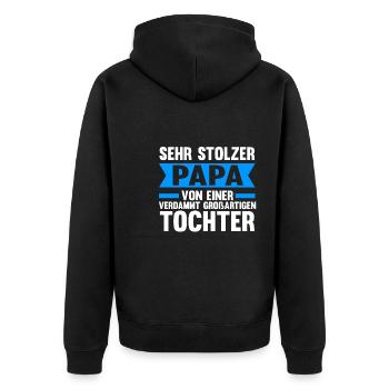 Papa Tochter Töchter Geschenk - Unisex Premium Bio Zip Hoodie - Schwarz - Hinten - Nico (187cm)