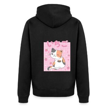 Japanese Japanese Strawberry Cat Gift - Unisex Premium Organic Zip Hoodie - black - Back - Nico (187cm)