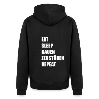 Klemmbaustein Bauen Steine Geschenk - Unisex Premium Bio Zip Hoodie - Schwarz - Hinten - Nico (187cm)