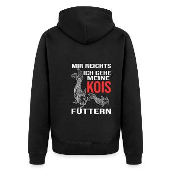 Kois Fisch Koi Besitzer Geschenk - Unisex Premium Bio Zip Hoodie - Schwarz - Hinten - Nico (187cm)