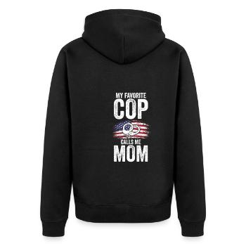 Polizist Mama Cop Mama Familie Geschenk - Unisex Premium Bio Zip Hoodie - Schwarz - Hinten - Nico (187cm)