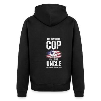 Cop Uncle Nephew Cop Uncle Family Geschenk - Unisex Premium Bio Zip Hoodie - Schwarz - Hinten - Nico (187cm)