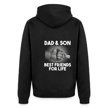 Papa & Sohn Papa Sohn Geschenk - Unisex Premium Bio Zip Hoodie - Schwarz - Hinten - Nico (187cm)