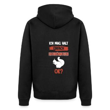 Eichhörnchen Tier Nagetier Geschenk - Unisex Premium Bio Zip Hoodie - Schwarz - Hinten - Nico (187cm)