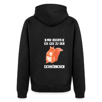 Eichhörnchen Tier Tiere Geschenk - Unisex Premium Bio Zip Hoodie - Schwarz - Hinten - Nico (187cm)