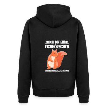Eichhörnchen Tier Eichhörnchenliebhaber Geschenk - Unisex Premium Bio Zip Hoodie - Schwarz - Hinten - Nico (187cm)