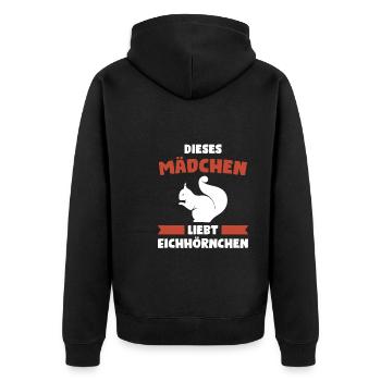 Eichhörnchen Mädchen Nagetier Geschenk - Unisex Premium Bio Zip Hoodie - Schwarz - Hinten - Nico (187cm)