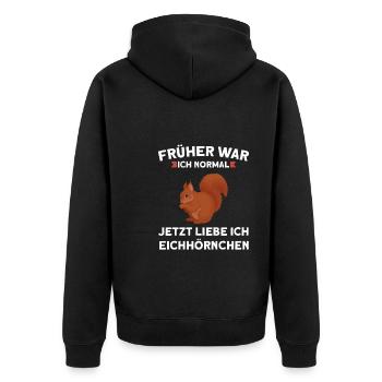 Eichhörnchen Tier Eichhörnchenliebhaber Geschenk - Unisex Premium Bio Zip Hoodie - Schwarz - Hinten - Nico (187cm)