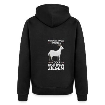 Ziege Oma Ziegen Geschenk - Unisex Premium Bio Zip Hoodie - Schwarz - Hinten - Nico (187cm)