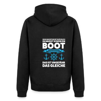 Boot Segeln Bootfahrer Geschenk - Unisex Premium Bio Zip Hoodie - Schwarz - Hinten - Nico (187cm)