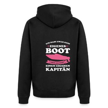 Kapitän Boot Bootfahrer Geschenk - Unisex Premium Bio Zip Hoodie - Schwarz - Hinten - Nico (187cm)