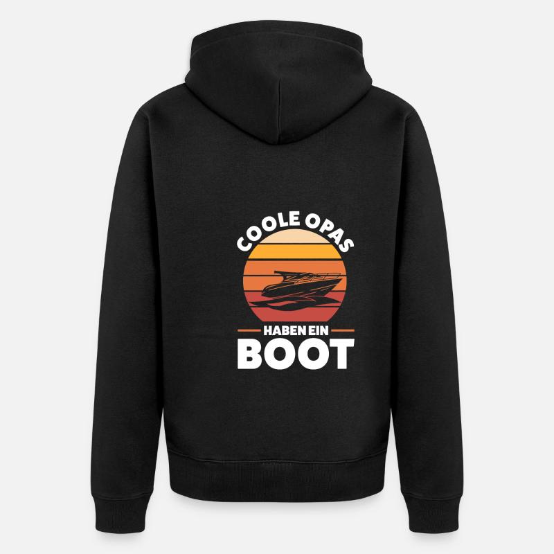 Boot Opa Segelboot Geschenk - Unisex Premium Bio Zip Hoodie - Schwarz