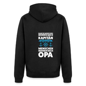 Kapitän Opa Bootfahrer Geschenk - Unisex Premium Bio Zip Hoodie - Schwarz - Hinten - Nico (187cm)