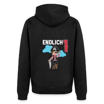 1.Geburtstag Pirat Piraten Geschenk - Unisex Premium Bio Zip Hoodie - Schwarz - Hinten - Nico (187cm)