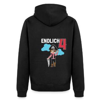 4.Geburtstag Pirat Piraten Geschenk - Unisex Premium Bio Zip Hoodie - Schwarz - Hinten - Nico (187cm)