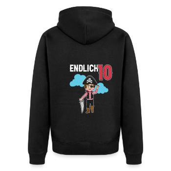 10.Geburtstag Pirat Piraten Geschenk - Unisex Premium Bio Zip Hoodie - Schwarz - Hinten - Nico (187cm)